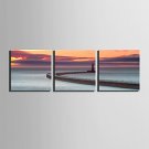 E-HOME Stretched Canvas Art Coastline Scenery Decoration Painting  Set of 3