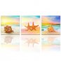 VISUAL STAR3 Panel Seascape Giclee Canvas Prints Seashell on Beach Landscape Canvas Art Ready to H