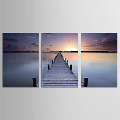 Canvas Set Landscape / Leisure Modern / Realism,Three Panels Canvas Vertical Print Wall Decor For