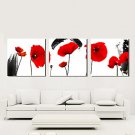 Stretched Canvas Art Botanical Several Popies Set of 3