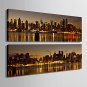 E-HOME Stretched Canvas Art Seaside City Night Decoration Painting Set of 2