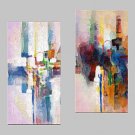 E-HOME Stretched Canvas Art Color Abstraction Decoration Painting  Set of 2