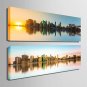 E-HOME Stretched Canvas Art City Water Reflection Decorative Painting Set of 2