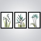 Stretched Canvas Print Abstract Floral/Botanical Modern,Three Panels Canvas Horizontal Print Wall