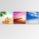Mini Size VISUAL STAR Seascape Wall Art for Home Decor 3 Panels Beach Giclee Print on Canvas Ready