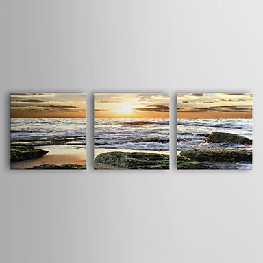 Stretched Canvas Print Landscape Modern Traditional,Three Panels Horizontal Print Wall Decor For H