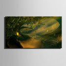 E-HOME Stretched LED Canvas Print Art Woods in The Night LED Flashing Optical Fiber Print One Pcs