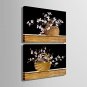 E-HOME Stretched Canvas Art The Flower Basket Decoration Painting Set of 2