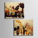 E-HOME Stretched Canvas Art Flowers In A Vase Decoration Painting  Set of 2