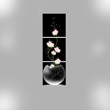 Canvas Set Floral/Botanical Modern Traditional,Three Panels Vertical Print Wall Decor For Home Dec