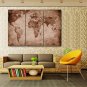 Canvas Set / Unframed Canvas Print Retro Map TraditionalThree Panels Canvas Horizontal Print Wall