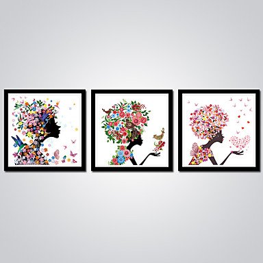 Stretched Canvas Print Abstract Cartoon Modern,Three Panels Canvas Horizontal Print Wall Decor For