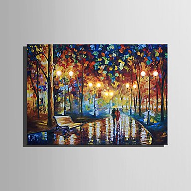 E-HOME Stretched LED Canvas Print Art Rainy Night Trails LED Flashing Optical Fiber Print One Pcs
