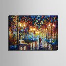 E-HOME Stretched LED Canvas Print Art Rainy Night Trails LED Flashing Optical Fiber Print One Pcs