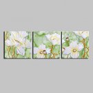 E-HOME Stretched Canvas Art White Flowers Decorative Painting Set of 3