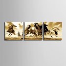 E-HOME Stretched Canvas Art Galloping Horse Decorative Painting Set of 3