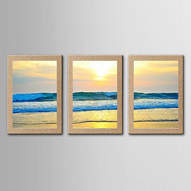 Giclee Print Famous Landscape Classic Realism,Three Panels Vertical Panoramic Print Wall Decor For