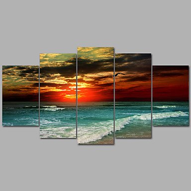 Canvas Set Unframed Canvas Print Landscape Sea ModernFive Panels Canvas Horizontal Print Wall Deco