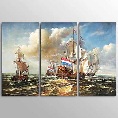 Canvas Print Boat Landscape ClassicThree Panels Canvas Horizontal Print Wall Decor For Home Decora