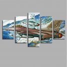 5pcs Vintage Airplane Painting Fancy Home Crafts Wallpaper Snow Mountain Scene Posters For Livingr