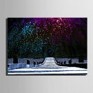 E-HOME Stretched LED Canvas Print Art Starlight Wood Plank LED Flashing Optical Fiber Print One Pc