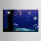E-HOME Stretched LED Canvas Print Art Under The Trees In The Garden LED Flashing Optical Fiber Pri