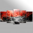 Canvas Print Landscape Floral/Botanical Modern Waterfall TreeFive Panels Canvas Horizontal Print W