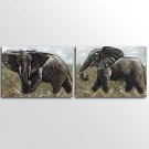 Canvas Print Animal Elephant Classic Two Panels Canvas Horizontal Print Wall Decor For Home Decora