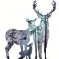 E-HOME Stretched Canvas Art Fantastic Deer Decoration Painting Set of 3