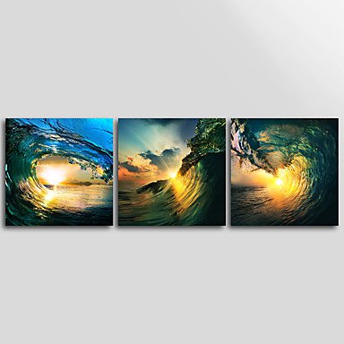 Canvas Print Seascape  Wave ModernThree Panels Canvas Square Print Wall Decor For Home Decoration