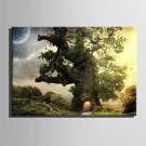 E-HOME Stretched LED Canvas Print Art Tree House Under The Stars LED Flashing Optical Fiber Print