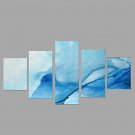 HD Print Abstract Blue Seascape Painting Wall Art 5pcs/set Home Office Decor (No Frame)