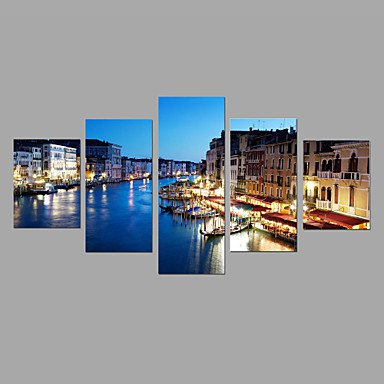 HD Print Venice Night Scenery Painting 5 Piece/set Wall Art 5pcs/set Home Decor (No Frame)