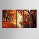 E-HOME Stretched Canvas Art Landscape in Late Autumn Decoration Painting Set Of 5