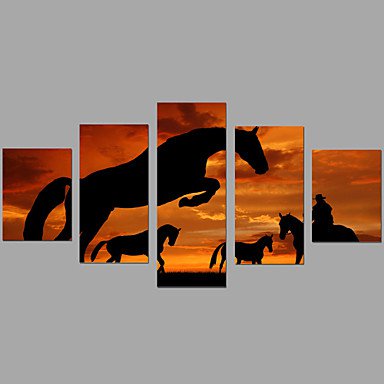 Print African Sunset Scenery Post Painting Wall Art 5pcs/set Home Office Decor (No Frame)