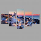 HD Print Greece Mediterranean Night Scenery Painting Wall Art 5pcs/set Home Office Decor (No Frame