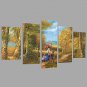 HD Print European Carriage scenery Painting Wall Art 5pcs/set Home Office Decor (No Frame)