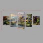 HD Print European Morning in the mountains Elk scenery Painting Wall Art 5pcs/set Home Decor (No F