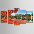Canvas Set Landscape Floral/Botanical Modern Classic,Five Panels Canvas Any Shape Print Wall Decor