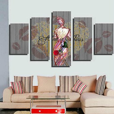 Art Print Retro,Five Panels Horizontal Print Wall Decor For Home Decoration