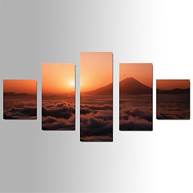 U2artLandscape Canvas Print Five Panels Ready to Hang , Vertical For Living Room(No Frame)