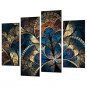 Abstract Floral/Botanical Classic European Style,Four Panels Canvas Any Shape Print Wall Decor For