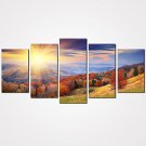 5 Panels Autumn Mountain Canvas Print Art Modern Landscape Painting for Home Decor Unframed