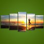 5 Panels A women is praticing Yoga on the Beach Printed Canvas Painting For Modern Decoration for