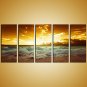 Unframed Ocean Painting Seascape Canvas Prints Sunrise Modern Wall Art  for Home Decor 25x60cmx5pc