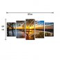 5 Panels Sunset River Landscape Picture Print Modern Wall Art on Canvas Unframed