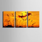 E-HOME Stretched Canvas Art The Crane in The Sunset Decoration Painting  Set Of 3