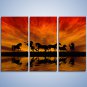 3 Panels Sunset Clouds and the Running Horses Printed on Canvas Modern Canvas Art for Office Decor