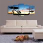 5 Panels African Landscape Giraffes and The Tree Picture Print on Canvas Unframed