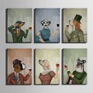 E-HOME Stretched Canvas Art A Red Wine Dog Series Decoration Painting MINI SIZE One Pcs